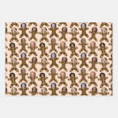 Six Face Gingerbrot People Holiday Geschenkpapier Set (Vorderseite)