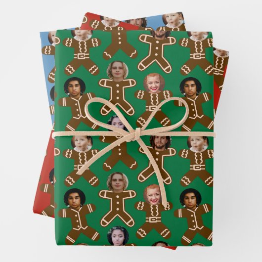 Six Face Gingerbrot People Holiday Geschenkpapier Set (Beispiel)