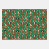 Six Face Gingerbrot People Holiday Geschenkpapier Set (Vorderseite)