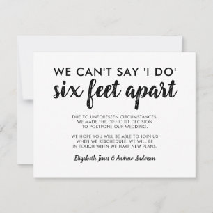 Six Feet Apart Änderung des Datums Hochzeitstypogr Ankündigung