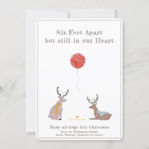 Six Feet Apart Niedliches Spaßiges Reh Quarantäne  Feiertagskarte
