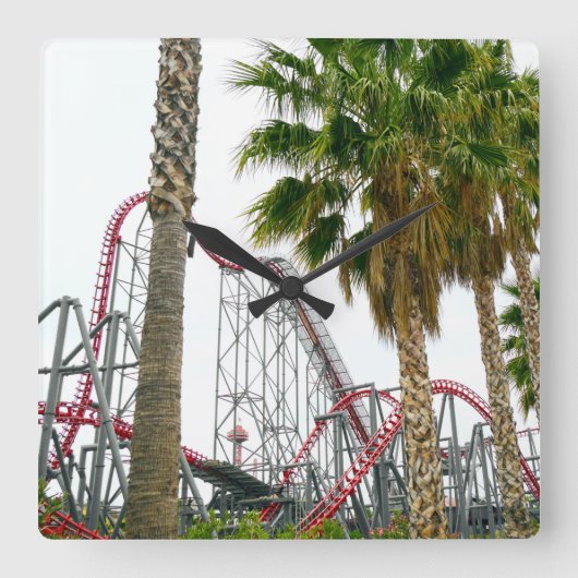 Six Flag Magic Mountain Quadratische Wanduhr (Vorderseite)