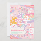 Six Is A Vibe Rainbow Disco Sun 6th Birthday  Einladung (Vorderseite)