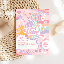 Six Is A Vibe Rainbow Disco Sun 6th Birthday Einladung