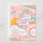 Six Is A Vibe Sun Rainbow Disco 6th Birthday Einladung (Vorderseite)