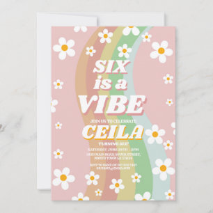 Six ist ein Vibe Retro 6. Groovy Pink Girl der 70e Einladung