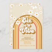 Six ist ein Vibe Retro Rainbow Groovy 6. Geburtsta Einladung (Vorne/Hinten)