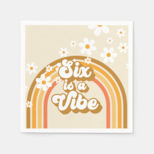 Six ist ein Vibe Retro Rainbow Groovy 6. Geburtsta Serviette