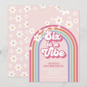 Six ist eine Stimmung Regenbogen 6. Geburtstag Einladung