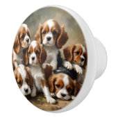 Six King Cavalier Spaniel Welpen, Keramikknauf (Rechts)