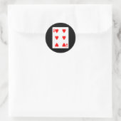 Six Of Hearts Playing Card Valentine Costume Runder Aufkleber (Tasche)