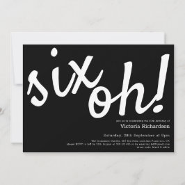 Six Oh! Minimalist Black White Funny 60th Birthday Einladung