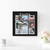 Six Photo Collage Template Quadratische Wanduhr (Zuhause)