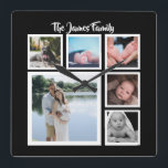 Six Photo Collage Template Quadratische Wanduhr<br><div class="desc">Six Photo and Text Template .. simply add your own photographs and text to this great wall clock .. easy to personalize .. customizable photo template clock from Ricaso - perfect gift-ideas</div>