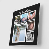 Six Photo Collage Template Quadratische Wanduhr (Winkel)