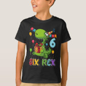 Six Rex 6th Birthday Sixth Dinosaur Holding Box Gi T-Shirt (Vorderseite)