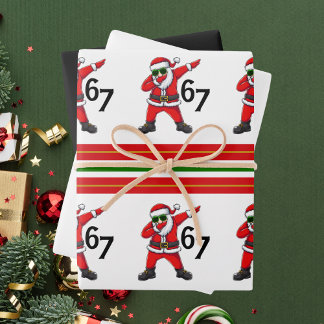 Six Seven 67 6 7 6-7 Meme Dubbing Santa Christmas Geschenkpapier Set