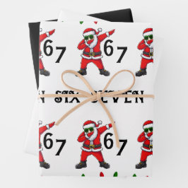 Six Seven 67 6 7 6-7 Meme Santa Dubbing Weihnachte Geschenkpapier Set