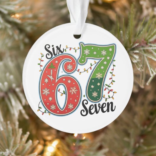 Six Seven 67 6 7 Christmas Meme Funny Xmas Lights Ornament (Baum)