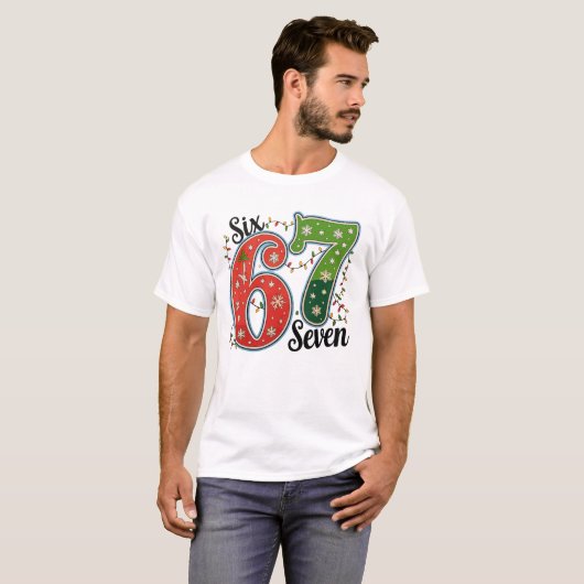 Six Seven 67 6 7 Christmas Meme Funny Xmas Lights T-Shirt (Vorne ganz)