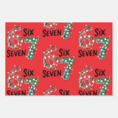 Six Seven 67 6 7 Christmas Meme Funny Xmas red Geschenkpapier Set (Vorderseite 2)