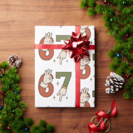Six Seven 67 6 7 Christmas Santa Elf Meme Geschenkpapier