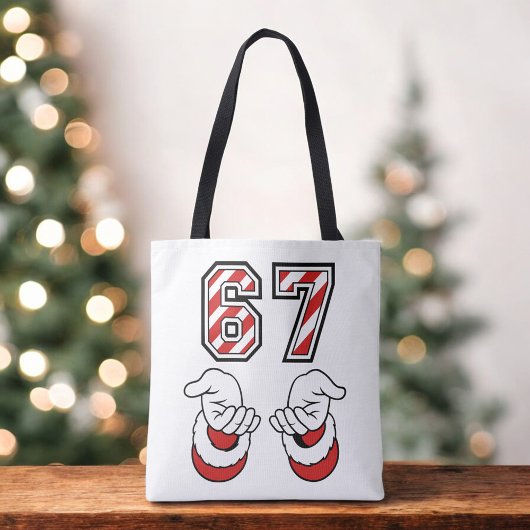 Six Seven 67 6 7 Festive Christmas Meme Holiday Tasche