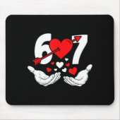 Six Seven 67 6 7 Kids 67 Meme Hands Funny Valentin Mousepad (Vorne)