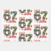 Six Seven 67 6 7 Meme Christmas Xmas Santa Hat Geschenkpapier Set (Vorderseite)