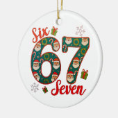 Six Seven 67 6 7 Meme Christmas Xmas Santa Hat Keramik Ornament (Links)