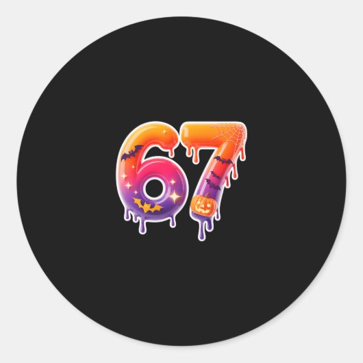 Six Seven 67 6 7 Meme Design Lustiges Eis-Drip Runder Aufkleber (Vorderseite)