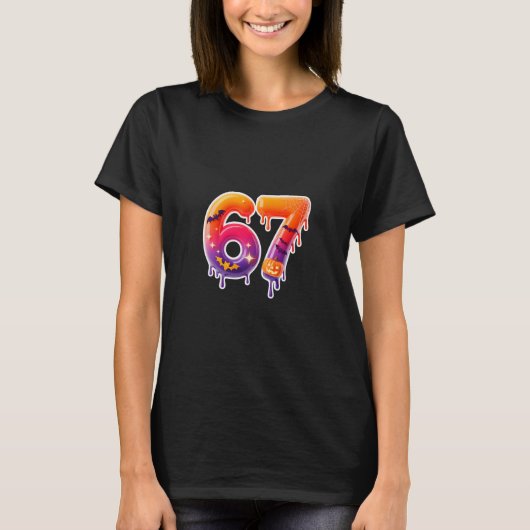 Six Seven 67 6 7 Meme Design Lustiges Eis-Drip T-Shirt (Vorderseite)