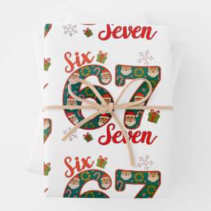 Six Seven 67 6 7 Meme Weihnachten Xmas Santa Hut Geschenkpapier Set