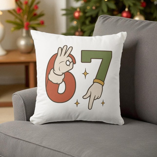  Six Seven 67 6 7 Santa Elf Christmas Meme Kissen (Von Creator hochgeladen)