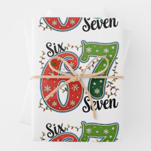 Six Seven 67 6 7 Weihnachts Meme Lustige Xmas Lich Geschenkpapier Set