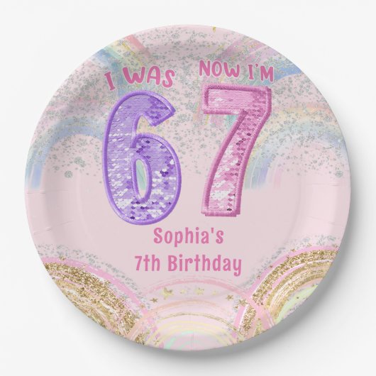 Six Seven 67 Birthday Paper Plates Pappteller (Vorderseite)