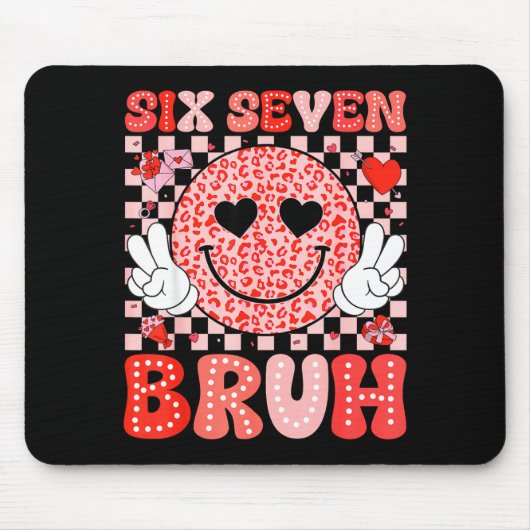 Six Seven 67 Bruh 6 7 Cute Hearts Happy Valentines Mousepad (Vorne)