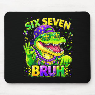 Six Seven 67 Bruh Mardi Gras Mardigator Alligator Mousepad