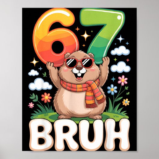 Six Seven 67 Bruh Murmeltier Lustig 6 7 Meme Junge Poster (Vorne)