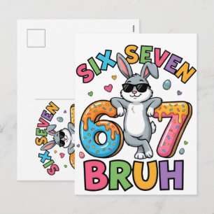 Six Seven 67 Bruh Osterhase Meme T-Shirt Lustig Feiertagspostkarte