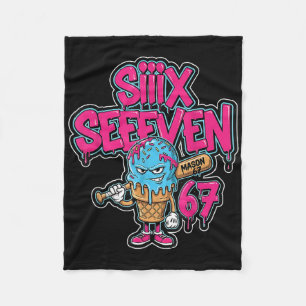 Six Seven 67 Bysebyll Spieler Eiscreme-Tropf-Meme Fleecedecke