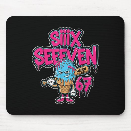 Six Seven 67 Bysebyll Spieler Eiscreme-Tropf-Meme Mousepad (Vorne)