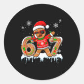 Six Seven 67 Christmas Funny Santa Gingerbread Dab Runder Aufkleber (Vorderseite)