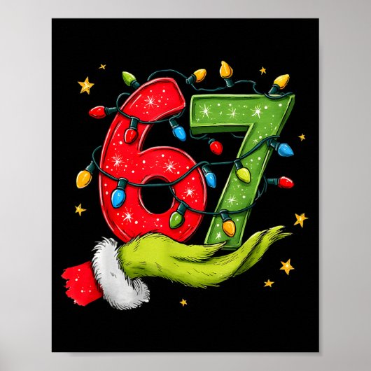 Six Seven 67 Christmas Lights Hand Signs Elf Light Poster (Vorne)
