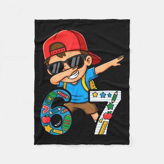 Six Seven 67 Days Of School Funny Meme Student Dab Fleecedecke (Vorderseite)