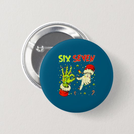 Six Seven 67 Funny Hand-sign Christmas Meme  Button (Vorne & Hinten)
