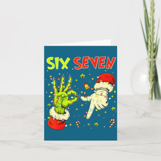 Six Seven 67 Funny Hand-sign Christmas Meme  Karte (Vorderseite)