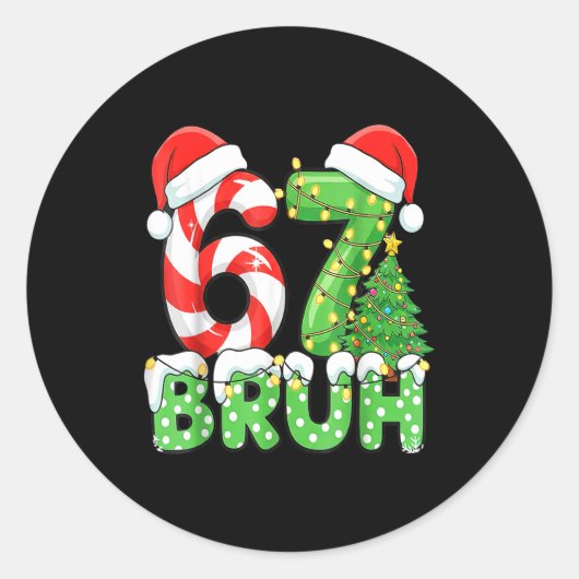Six Seven 67 Funny Santa Bruh Christmas Meme  Runder Aufkleber (Vorderseite)