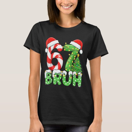 Six Seven 67 Funny Santa Bruh Christmas Meme T-Shirt (Vorderseite)