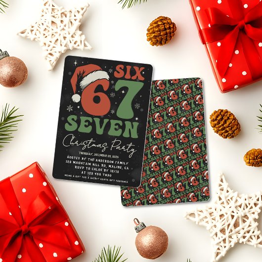 Six Seven 67 Funny Santa Hat Christmas Xmas Meme Einladung